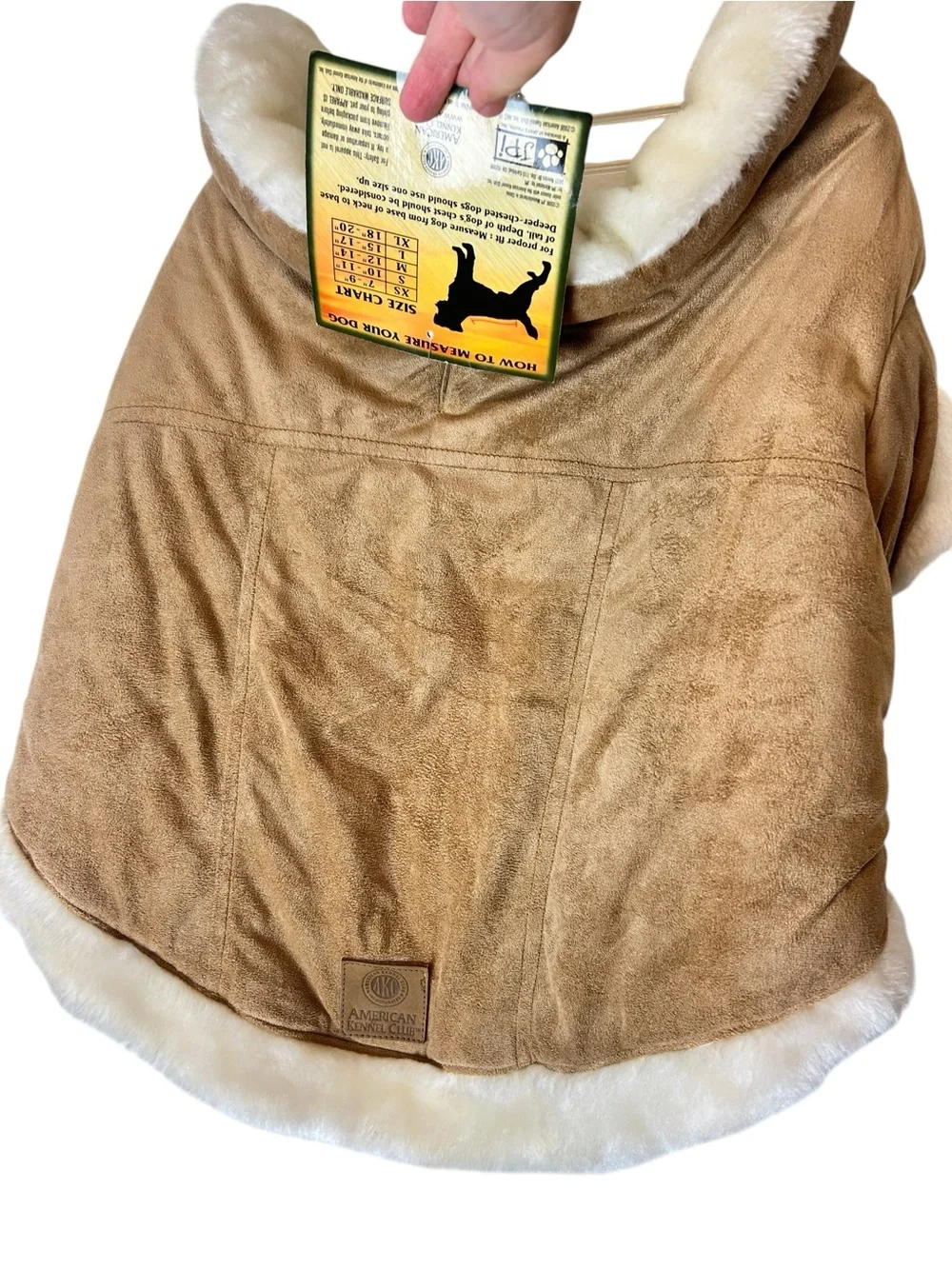 AKC Outdoor Series Faux Suede Dog Jacket XL NWT Shearling Lined